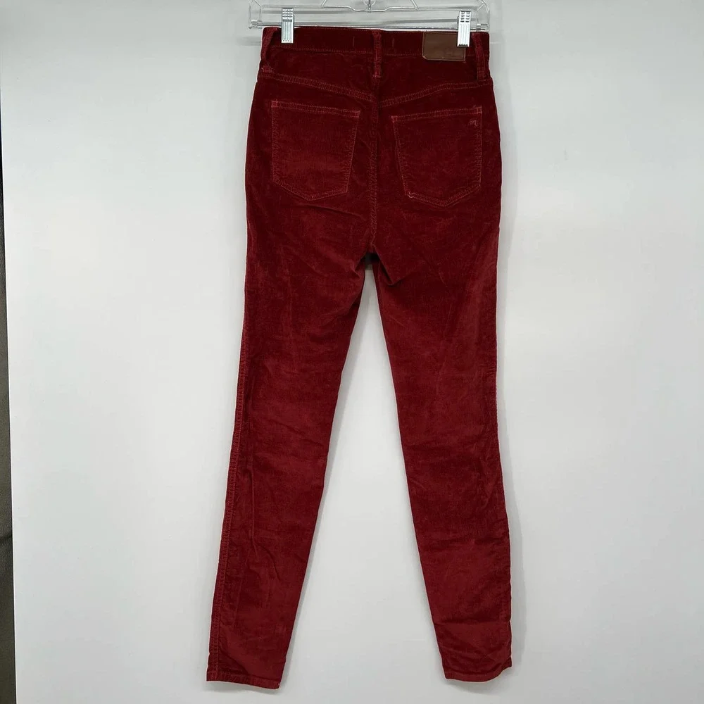 Madewell 10" High-Rise Skinny Cords Corduroy Pants Women's Size 26T Rust Orange - Picture 3 of 9
